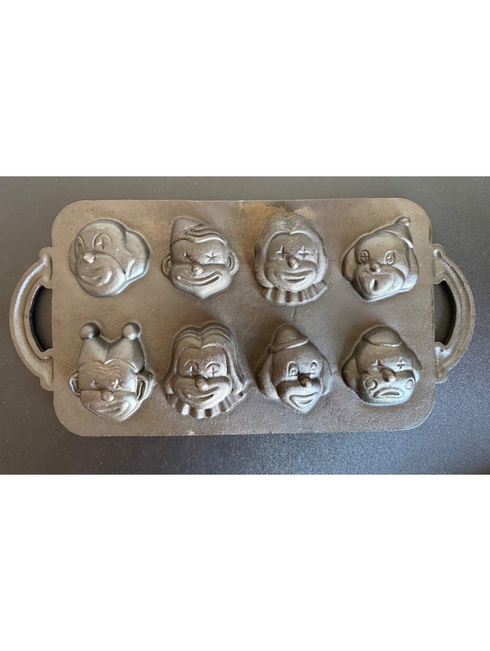 Cast Iron Clown Muffin Pan Halloween Circus